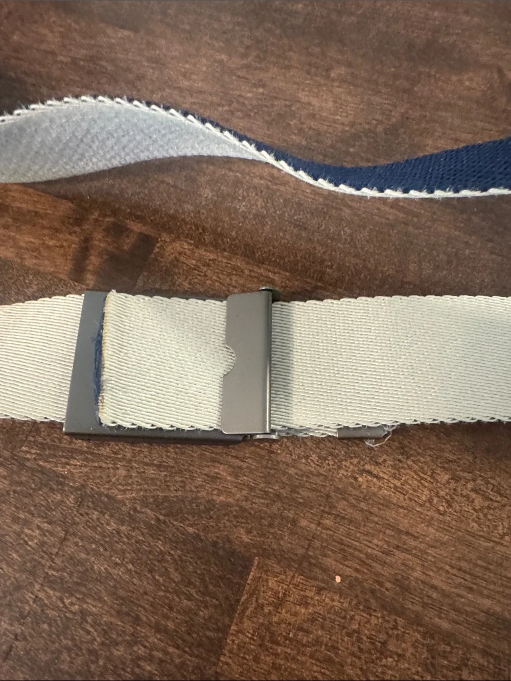 Under Armour Boys Navy Blue and White Webbing Belt with Silver Buckle